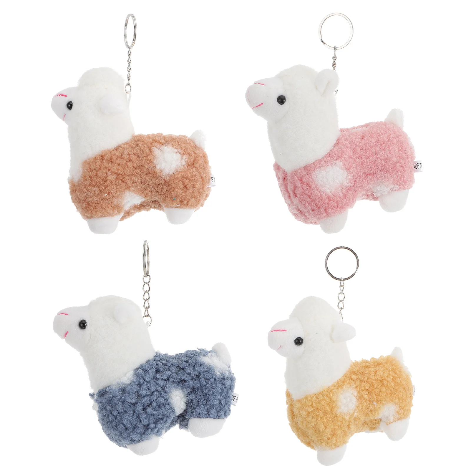 

4 Pcs Alpaca Keychain Car Keys Hanging Holder Ring Charm Pillow Pendant Decor Plush Design Baby Toy Mobile decoration interior