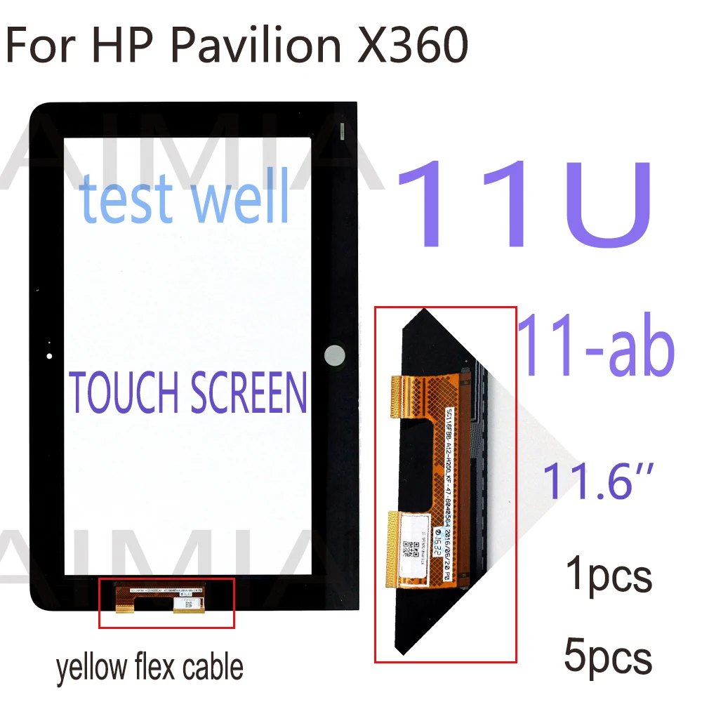 11.6‘’ Touch For HP Pavilion X360 11U 11-U 11-U054TU 11-ab Touch Screen Digitizer For HP 11U Touch Yellow Flex Cable