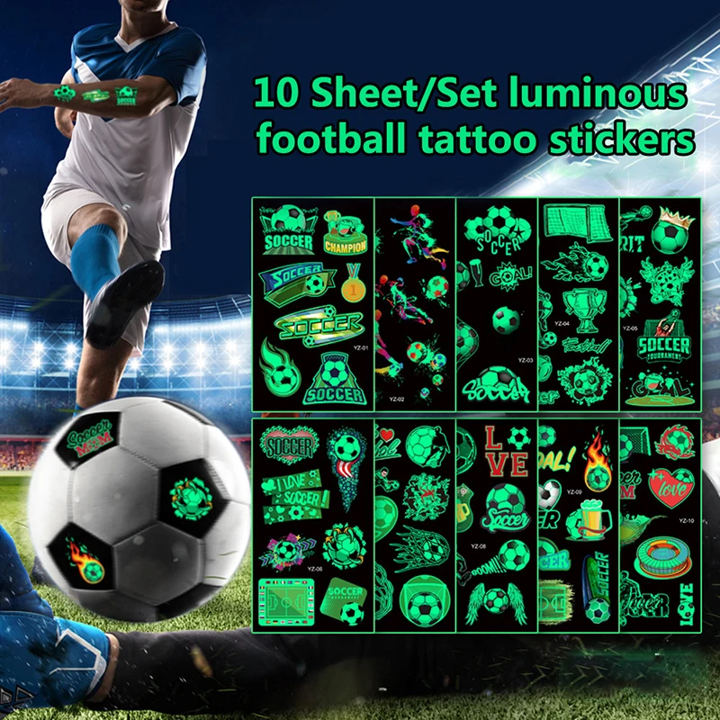 

10 листов 2022 тату-наклейки светящиеся Временные татуировки светящиеся в темноте