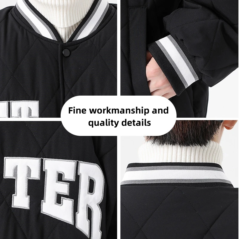 Winter fashion padded warm couple cotton Jacket Men's loose lambswool cotton letter embroidery Jacket Men's Clothing Parkas