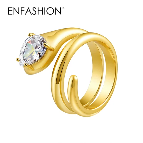 ENFASHION Кольцо с цирконом в форме змеи