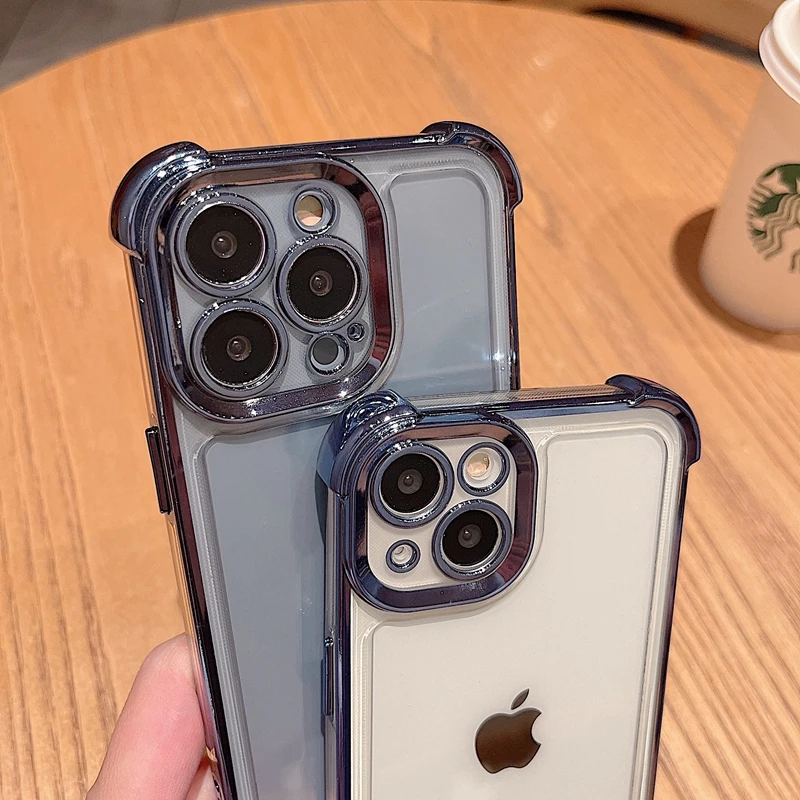 

UTOPER Plating Fashionable Transparent Phone Case for IPhone 14 13 12 11 Pro Max Plus X XS Max XR Silicone Airbag Protection