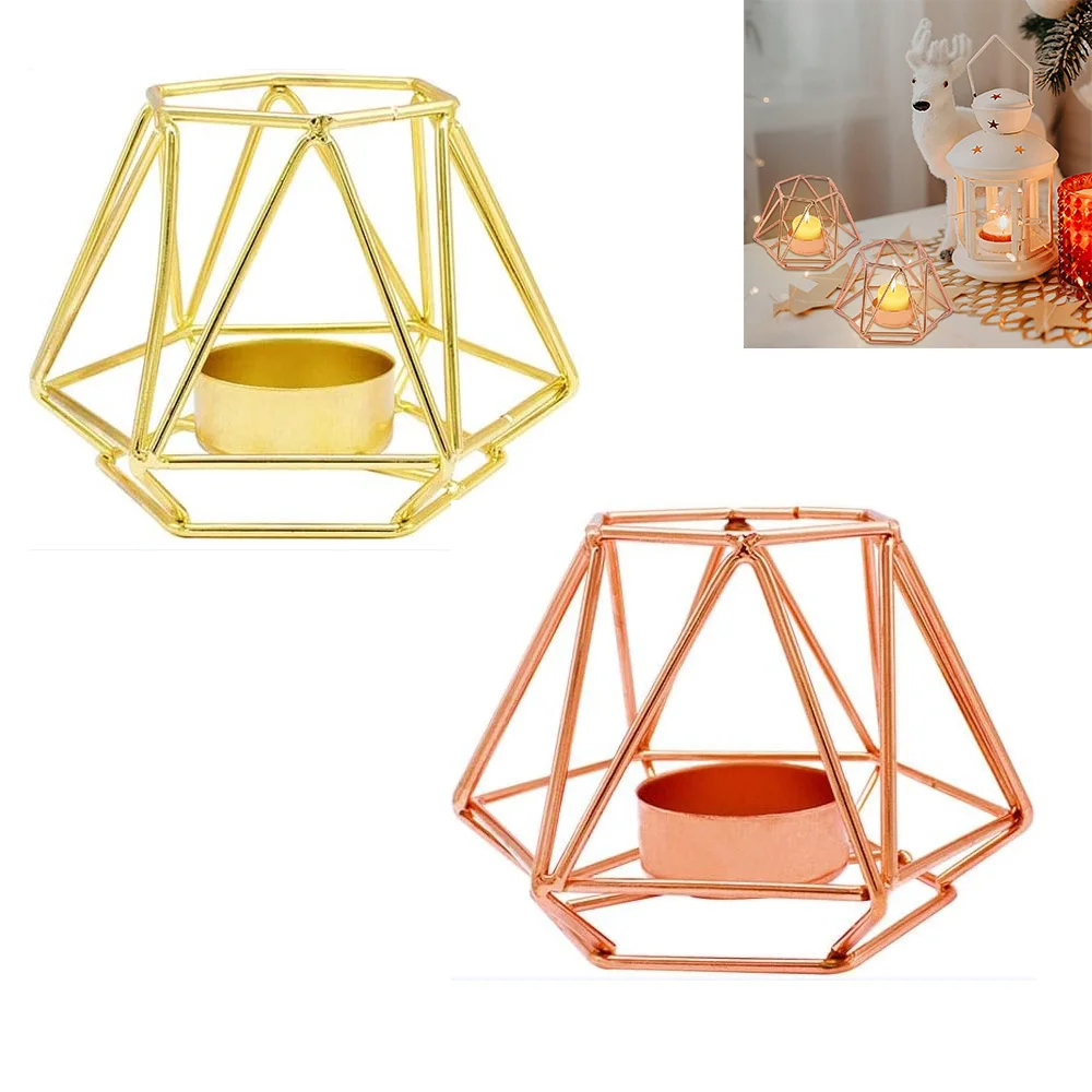 Rose Gold Romantic Table Candle Cup Stand For Dinner Room Wedding Christmas Party Decoration