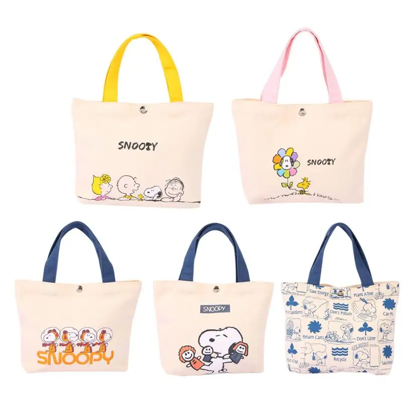 

Холщовая Сумка в стиле аниме Kawaii Snoopys, мультяшная Студенческая сумка для девушек, вместительная сумка-тоут через плечо для покупок, подарки