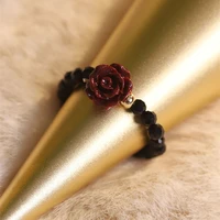 red rose flower womens rings luxury minimalist bead korea ring for teen girls vintage simple bead cute fashion jewelry