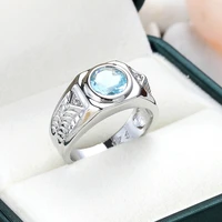 classic women mens aquamarine rings silver color filled sea zircon engagement wedding ring fashion jewelry accessories