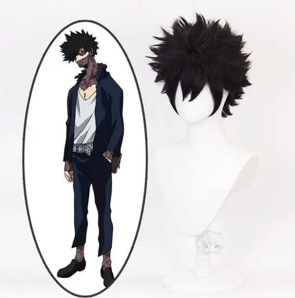 Черный короткий парик моя геройская Академия Dabi Косплей Костюм боку без героев