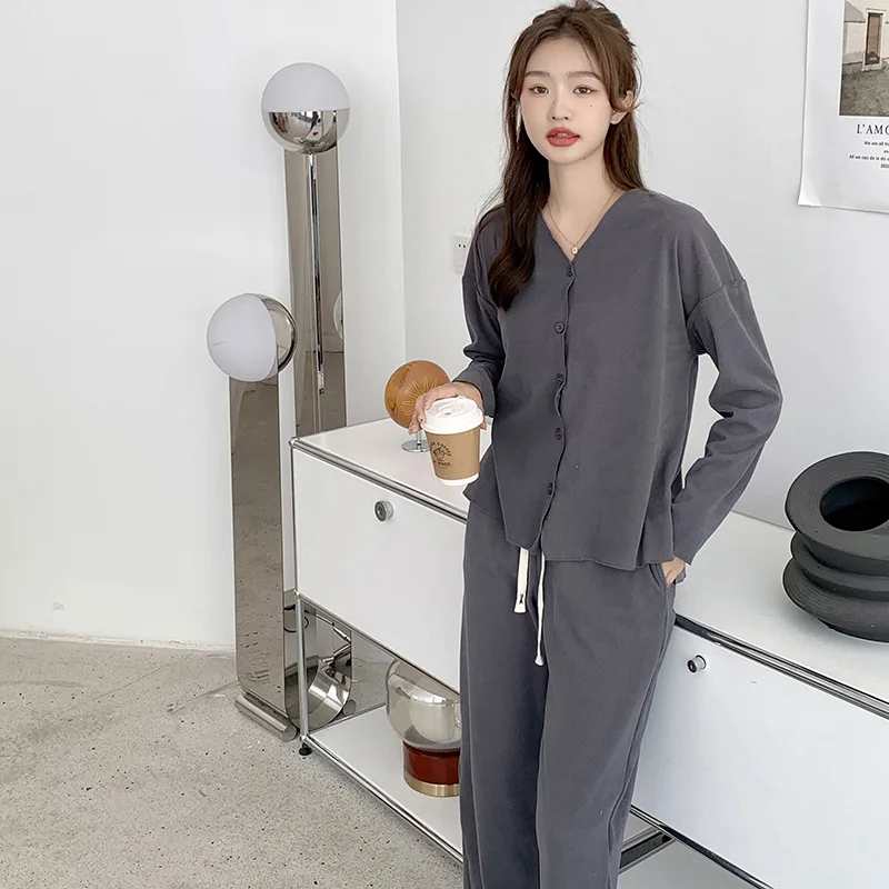 Explosive Style Thicken Women Pajama Sets High Quality Sanding Long Sleeve Sleepwear Cardigan Women's Loungewear 2 Piece Suit
