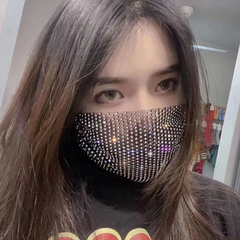 

Fashion Jewelry Mask Shiny Rhinestone Mask Face Decoration Jewelry Bling Elasticity & Face Handkerchief Party Halloween Cosplay