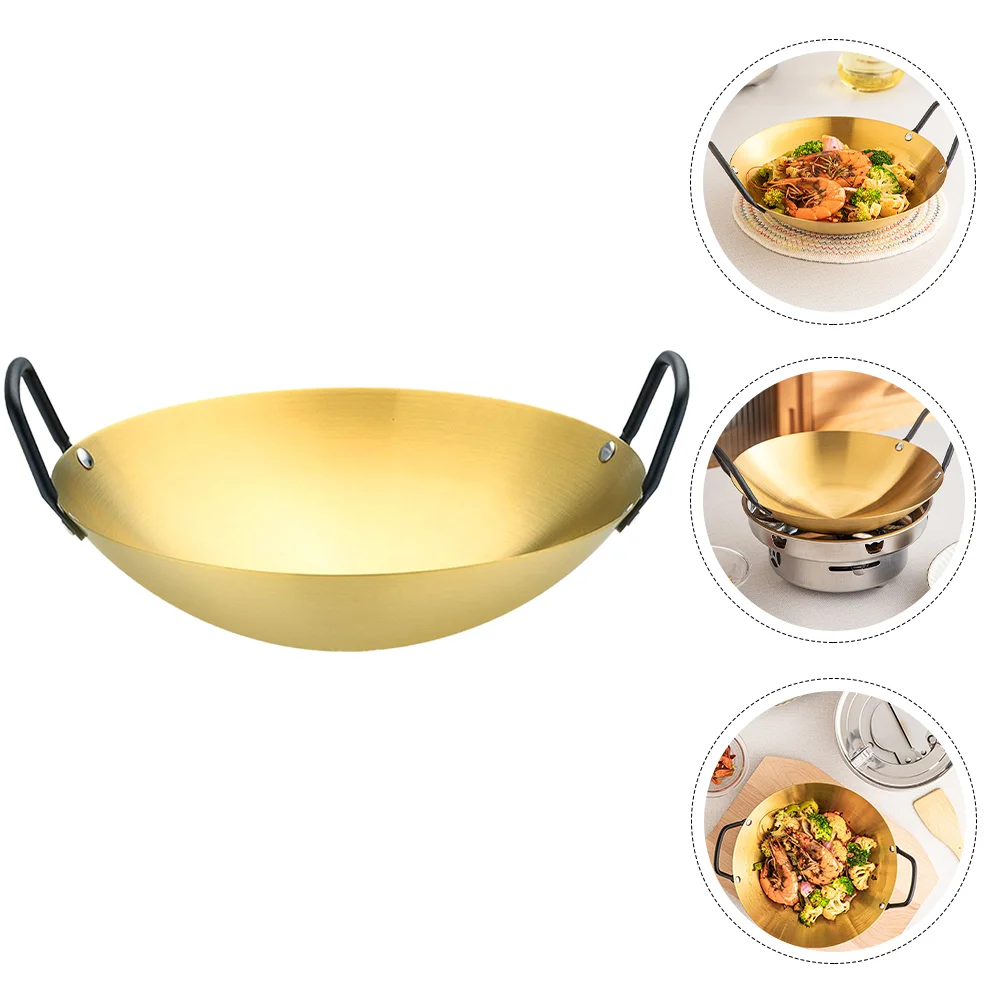 

Pan Pot Wok Steel Fry Paella Cooking Chinese Cookware Stainless Pow Stir Skillet Frying Household Non Stick Ramen Kitchen