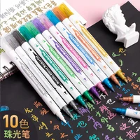 kawaii 1pcs pearlescent oil waterproof ink marker pens 1 0mm pointed round tip metallic paint pen child stationery school supply