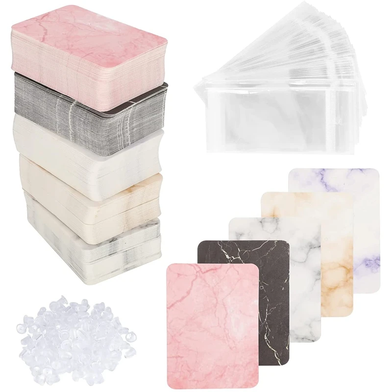 

Marble Earring Cards for Jewelry,900 Pcs Marble Earring Display Card Holder Set with Display Cards,Self-Seal Bags
