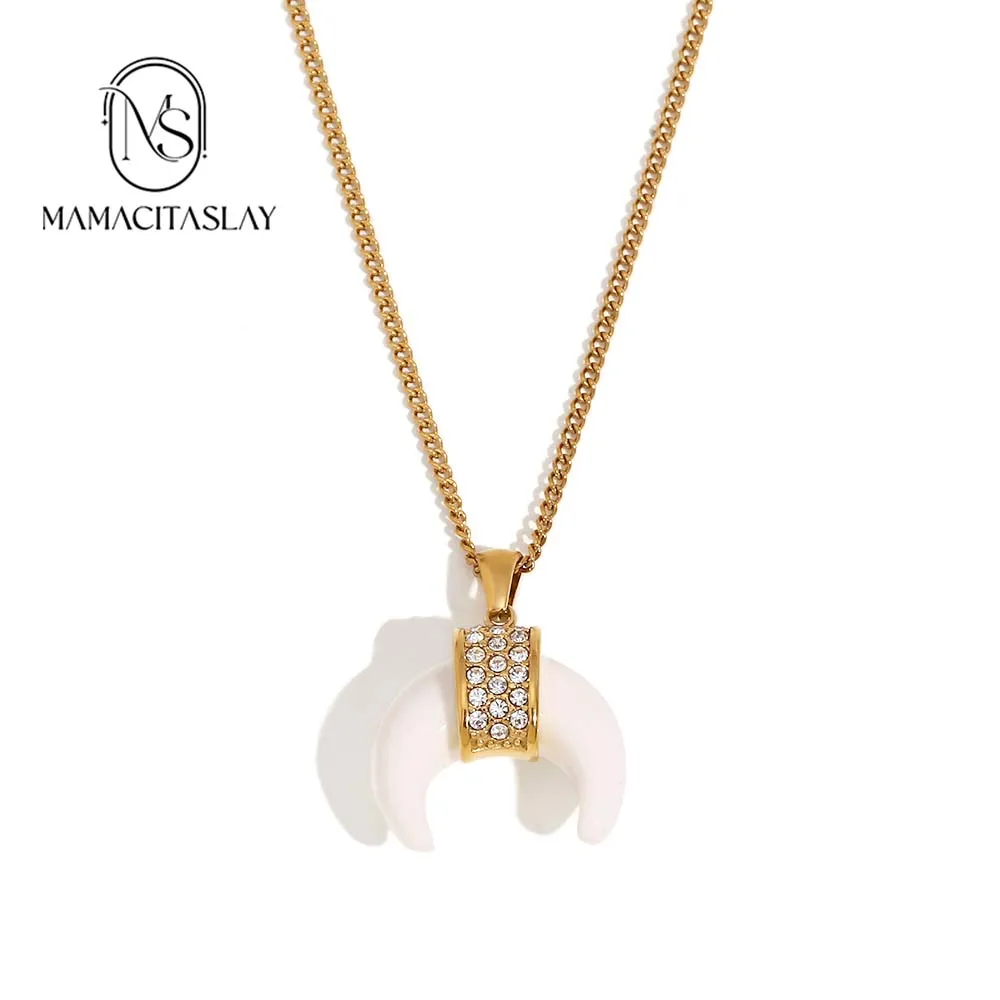 Элегантный кулон MamacitaSlay из белой янтарной смолы полумесяц рог 1 8 мм тонкая