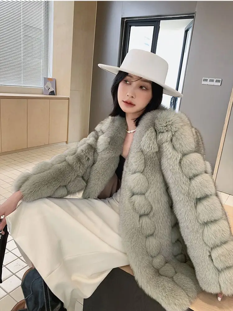 Fangtai 2023 New Fashion Winter Warm Luxury Natural Real Fox Fur Coat Women Plus Size Outwear FemaleVest Coats Jacket For Women