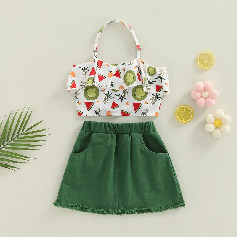 Комплект из 2 предметов с юбкой для маленьких девочек укороченная кофта лямкой на