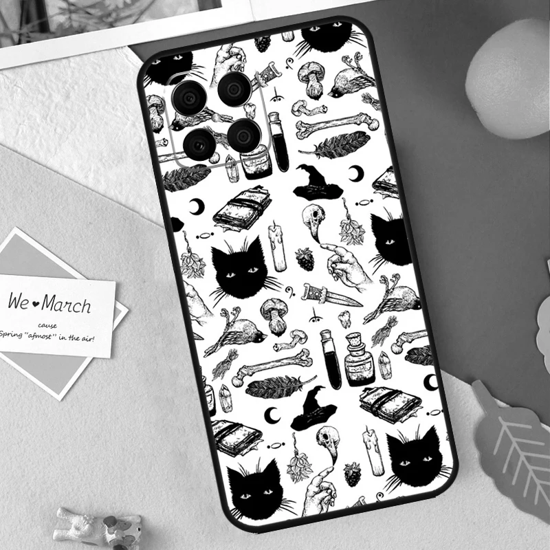 Фото Чехол Witchcraft Witch Cat для Honor X9b X8b X9a X8a X8 X9 X9c 50 70 90 Lite Honor 200 Pro Magic 7 5 6 Lite Cover №4