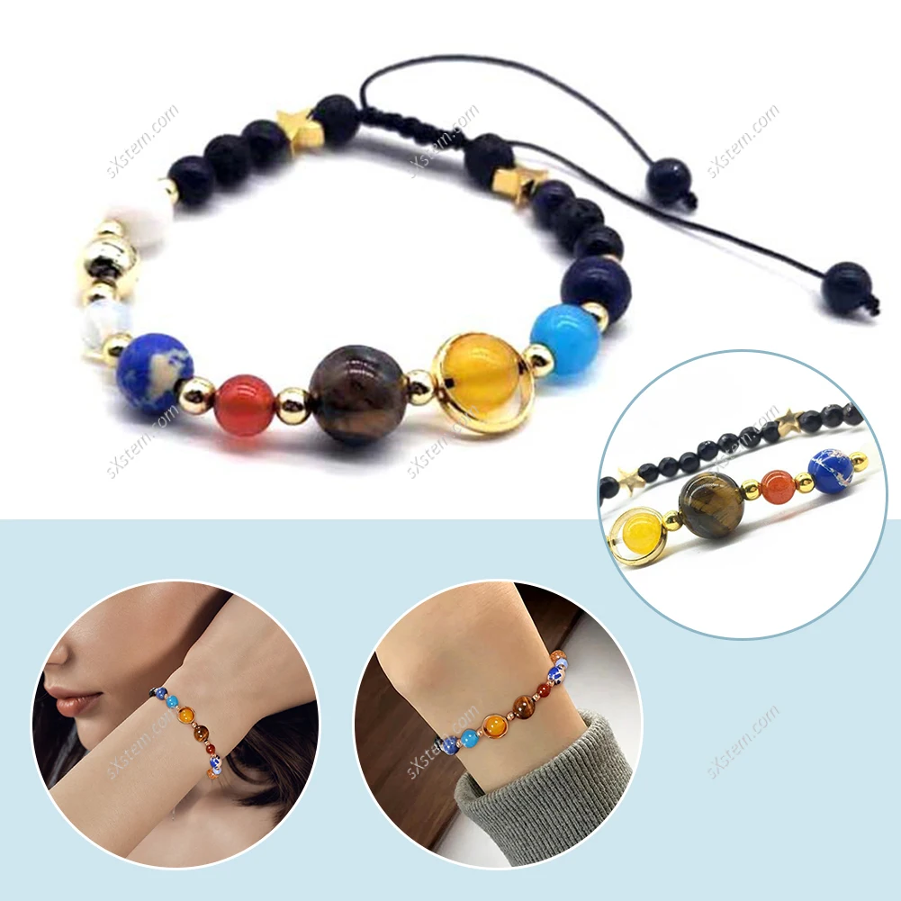 

Universe Eight Planets Beads Bangles & Bracelets Fashion Jewelry Natural Solar System Energy Bracelet for Women or Men Chritmas