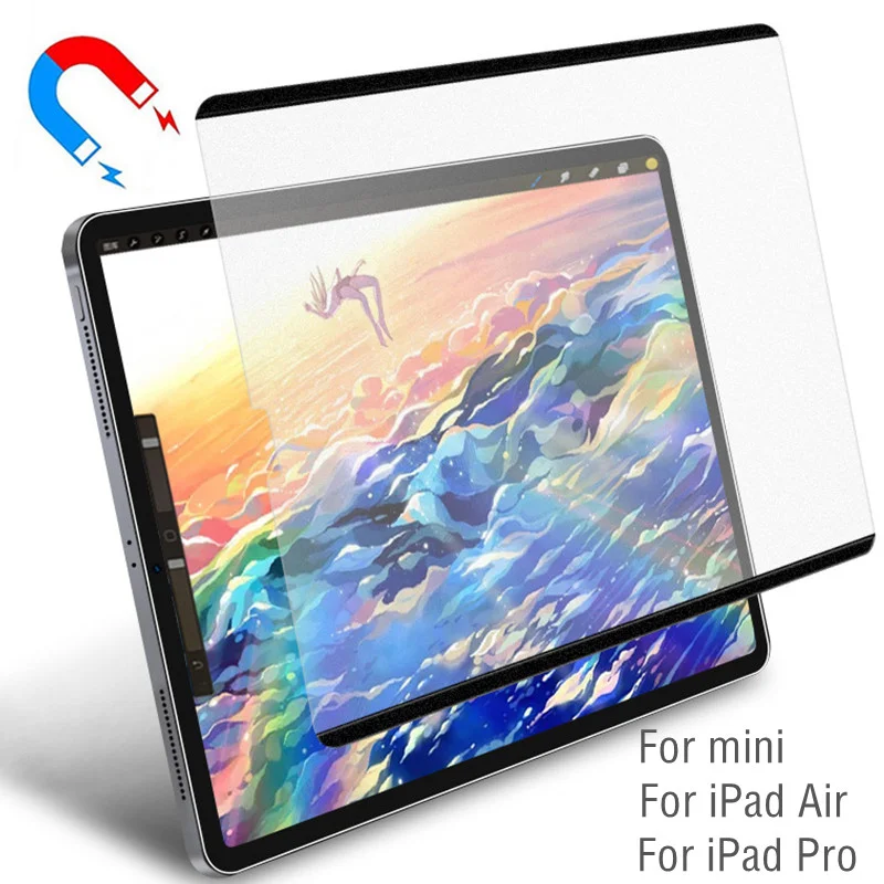 

Бумажная Защита экрана для iPad Air 5 2022 для iPad Pro 11 2021 8th 7th 9th 10th iPad Mini 6 4 5 3, съемная Магнитная притяжка