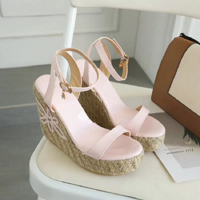 Женские летние туфли QPLYXCO размера плюс 33-46 желтые розовые на платформе с