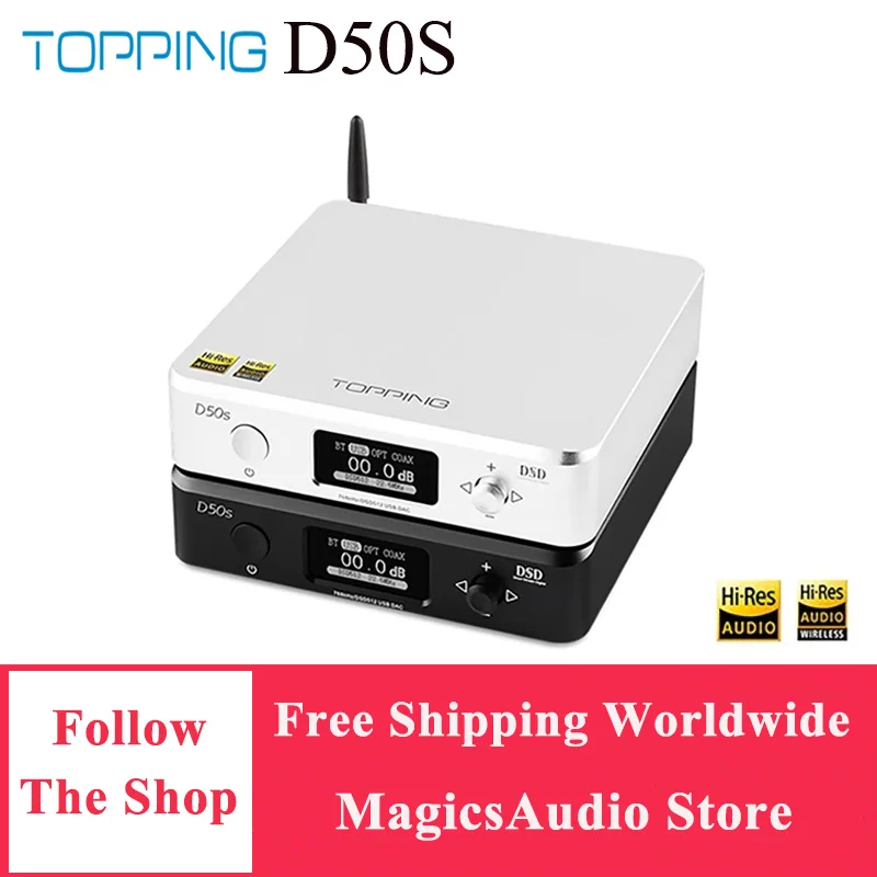 

TOPPING D50s ES9038Q2M * 2 DAC Bluetooth 5,0 LDAC D50 DSD512 32 бит/768 кГц Hi-Res Audio HIFI декодер для усилителя наушников A50S