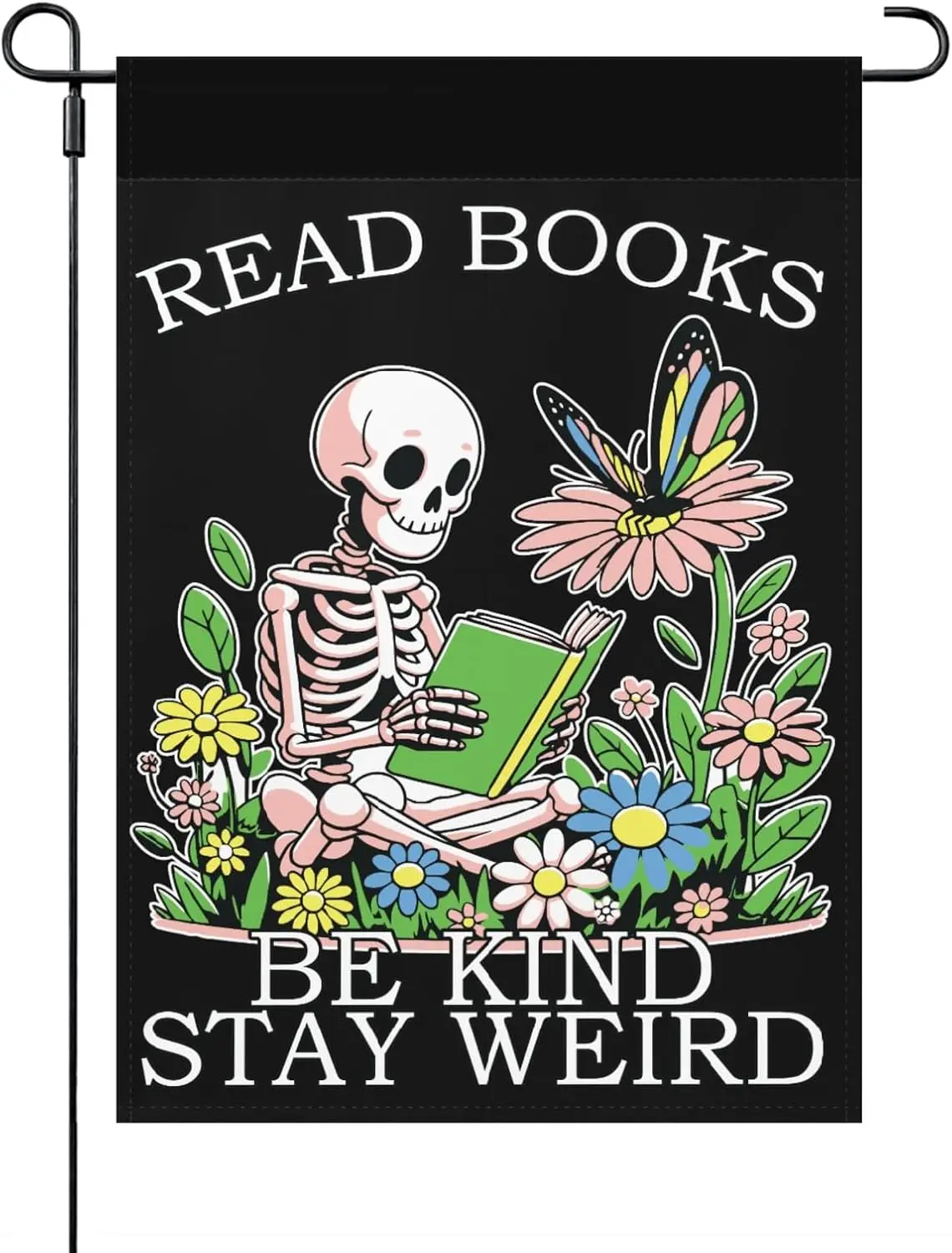 Чтение книг быть доброжелательными странными садовыми флажками ретро уличные