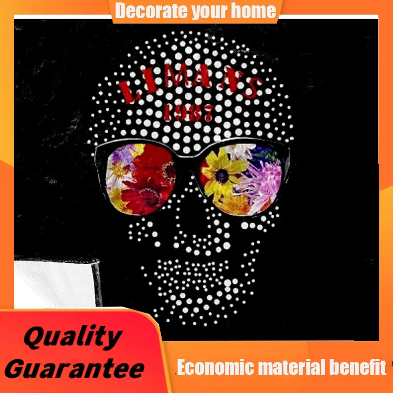 

Lightweight Flowers Glasses Skull Printing Fleece Warm Soft Cozy Throws Blanket huggle blanket store