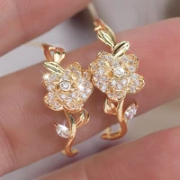 orean luxury rose flower ladies earring inlay super shine exquisite zircon temperament trend earrings for women jewelry present