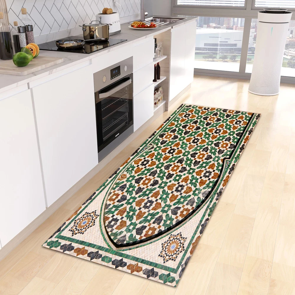 

Напольный коврик для кухни, фланелевый кухонный коврик с геометрическим рисунком, моющийся, мягкий, для ванной, для спальни, гостиной