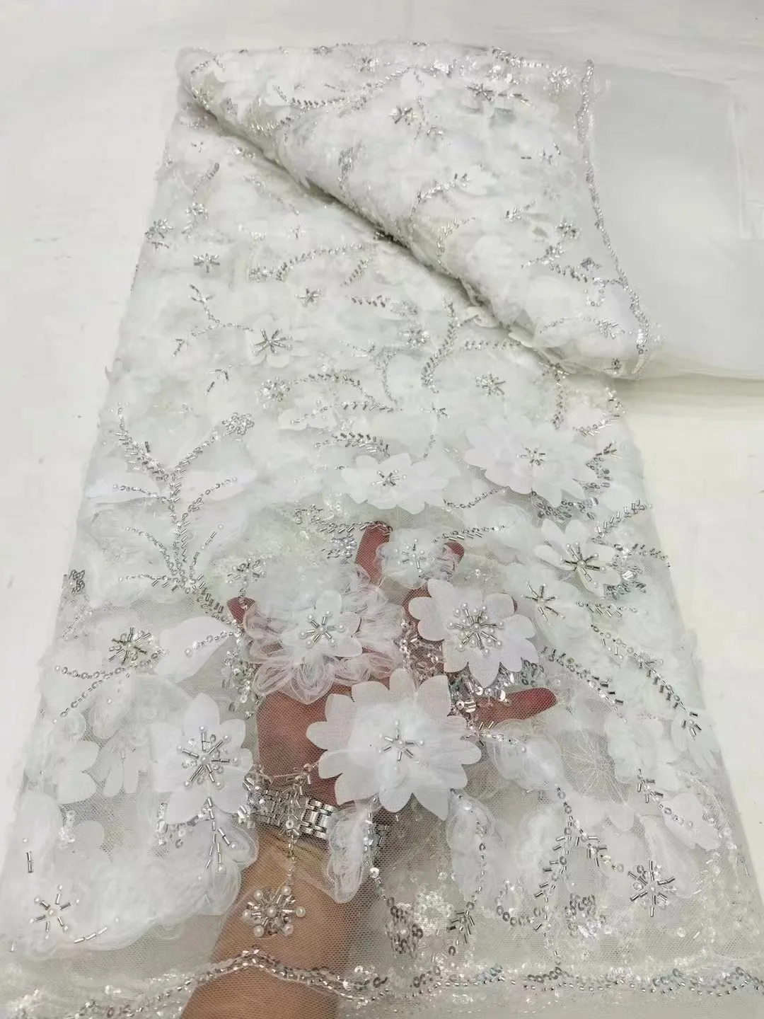 Горячая Распродажа Роскошная африканская блестящая кружевная Тюлевая ткань 2024