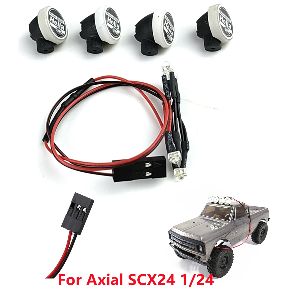 

4.8-7.4V 4-LED Headlights Taillight Spotlight Roof Lights for Axial SCX24 1/24 RC Crawler Upgrade Accessories