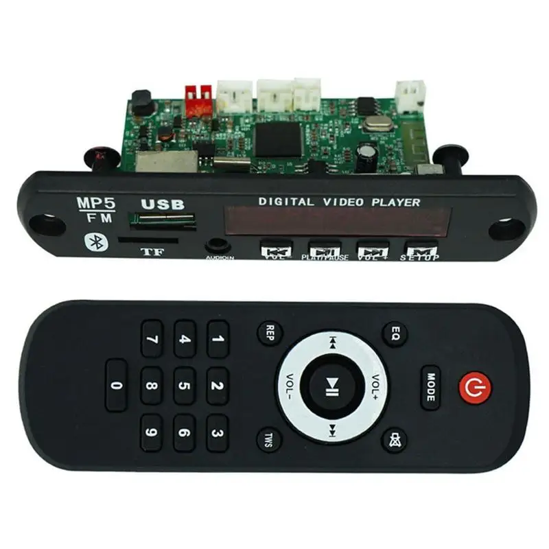 

Wireless MP3 Decoding Board 1080P Wireless Audio Remote Module MP3 MP4 MP5 Player Module Support TF Card/ USB / FM Radio