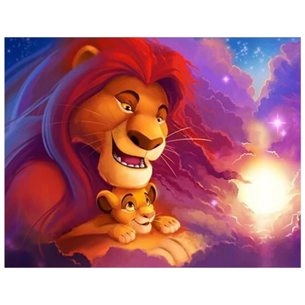 

Алмазная 5D картина Disney, мультяшный рисунок, Король Лев, круглая вышивка, мозаика для вышивки крестиком, домашний декор, подарок