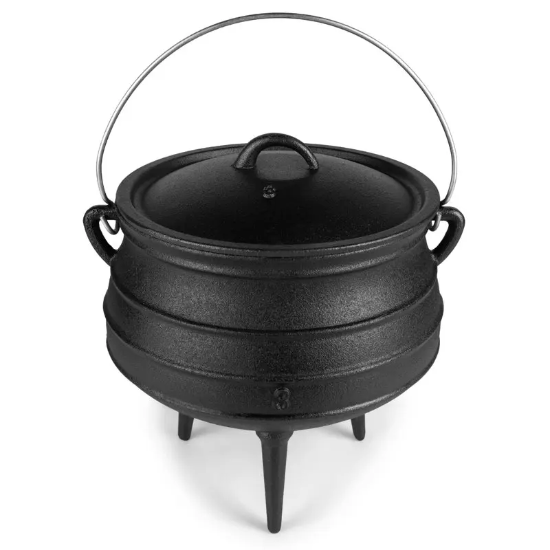 

. Premium 8 Quart African Potjie Pot with Lid and 3 Legs for Even Heat Distribution | Cast Iron Cauldron | Camping Cookware for