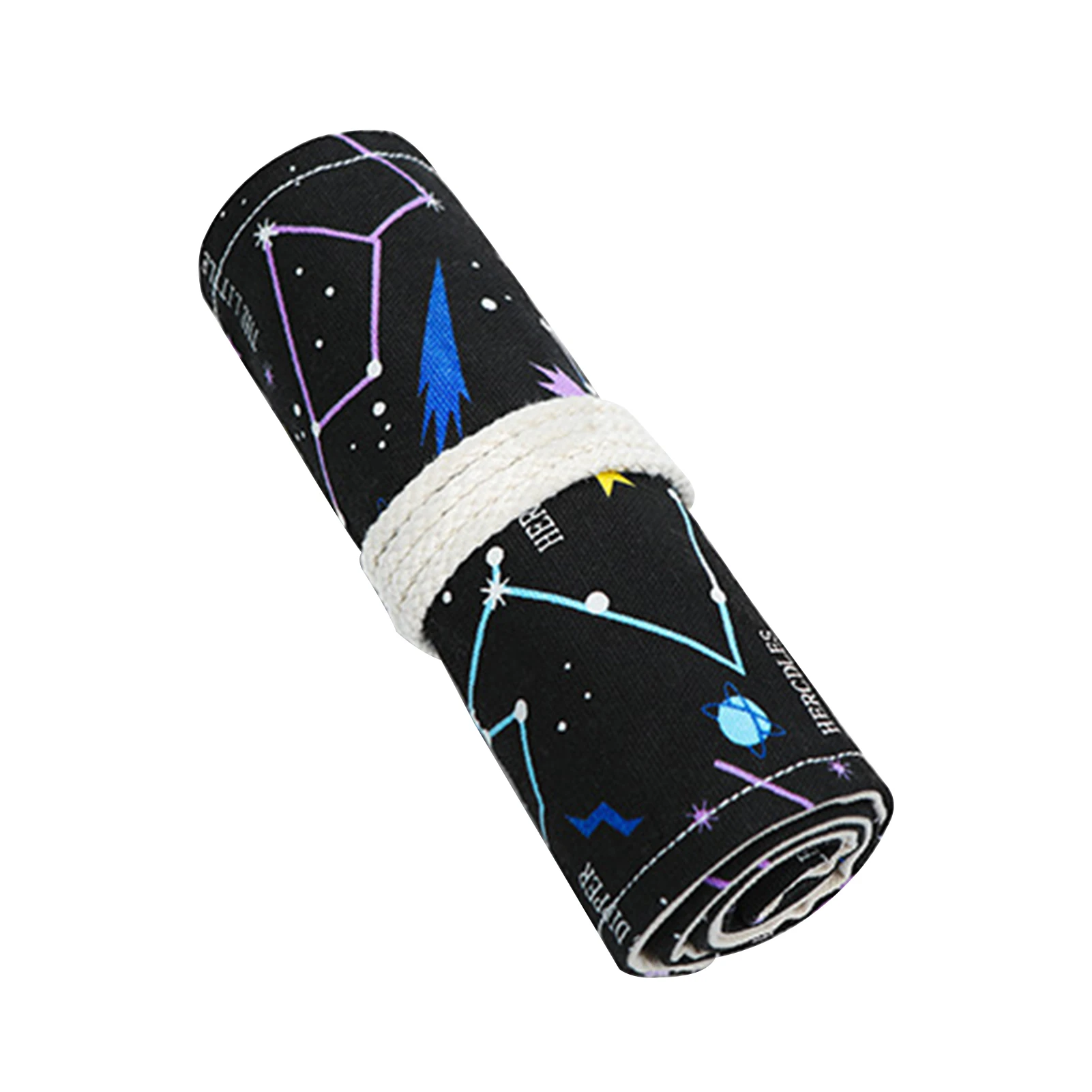 

Pen Bag 36/72 Holes Canvas Wrap Roll Up Pencil Bag Pen Case Holder Storage Pouch Sketch Constellation Painting Supplies