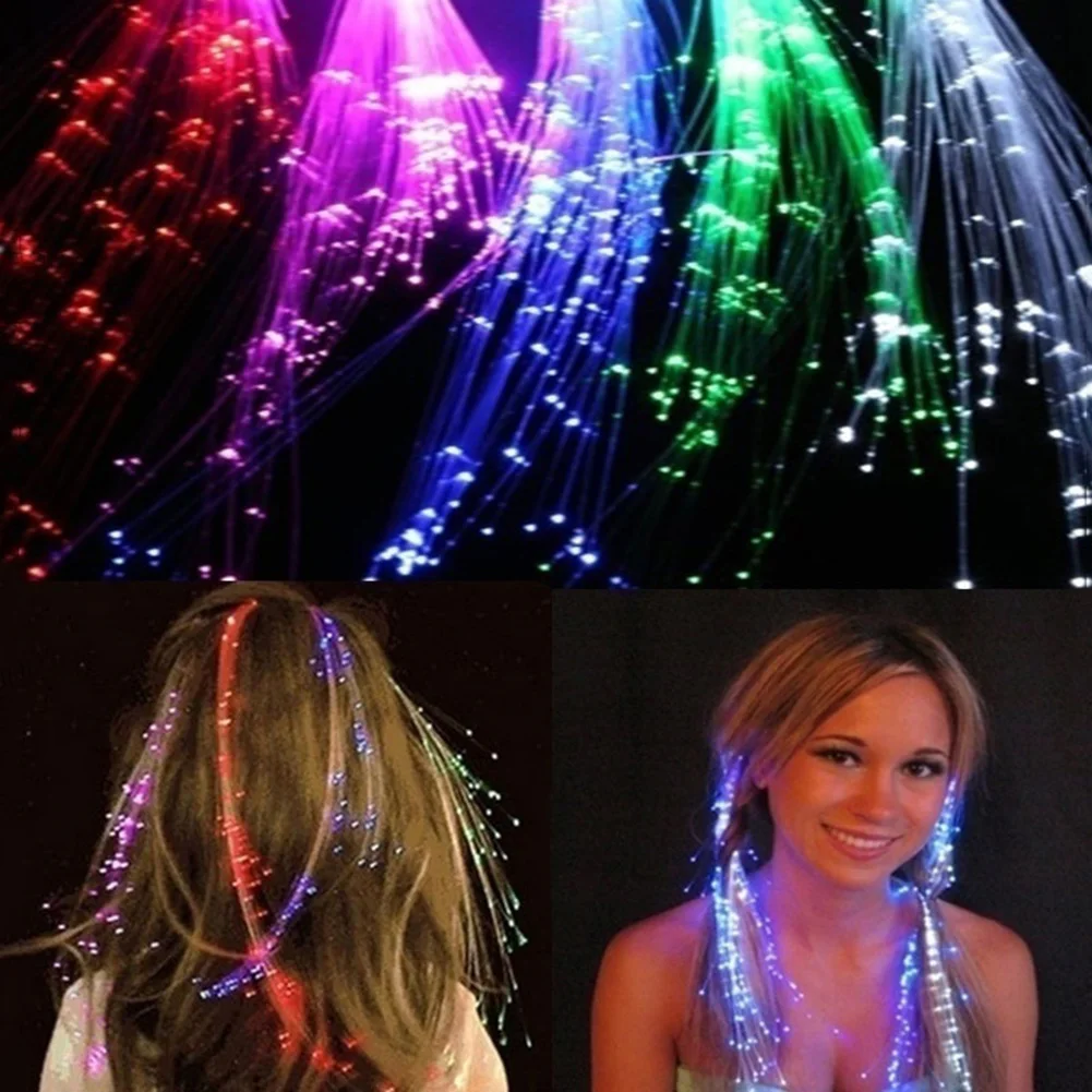 

1Pcs LED Flashing Hair Braid Glowing Luminescent Hairpin Hair Ornament Girls LED Novetly Toys Party 35cm Luminous Hair Hair Clip
