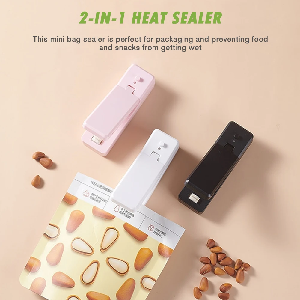 

2-in-1 Portable Mini Bag Heat Sealers Moisture-proof Rechargeable Handheld Vacuum Food Snack Packing Plastic Bag Storage Food Se