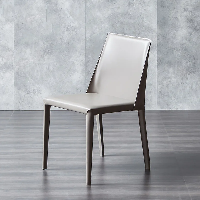 

Italian minimalist saddle leather dining chair modern simple light luxury household chair restaurant back study coffeeshop stool
