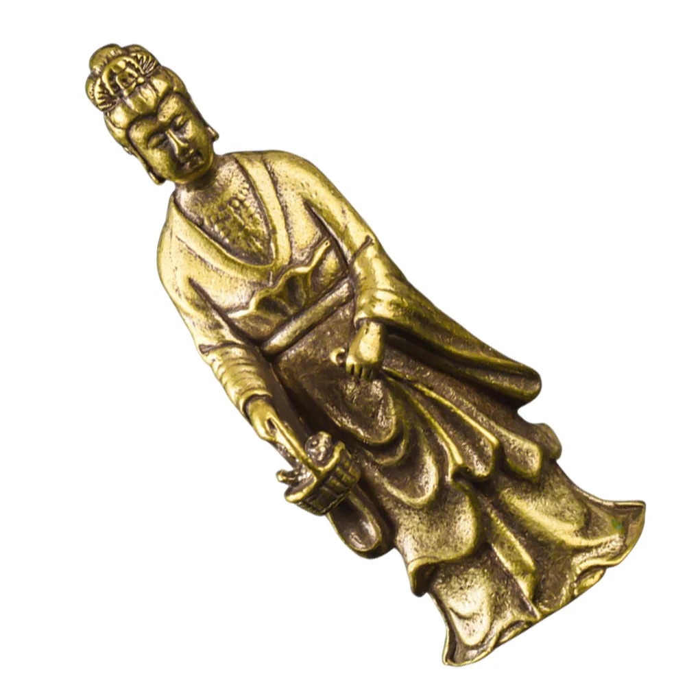 

1 шт латунные украшения Гуаньинь, античные латунные поделки, офисное настольное украшение