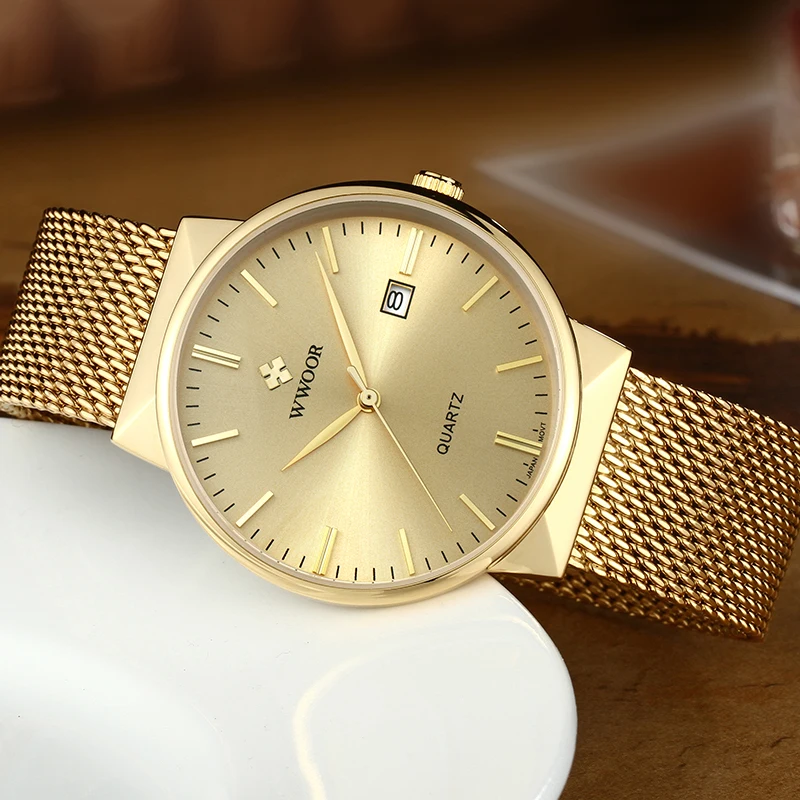 Модные мужские простые тонкие часы Wwoor 2022 года от лучшего бренда Роскошные