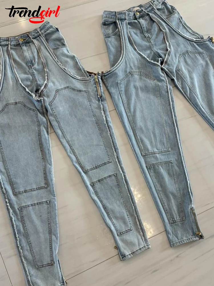 Модные джинсовые брюки-карго Mlaiscsr в стиле пэчворк женские свободные мешковатые