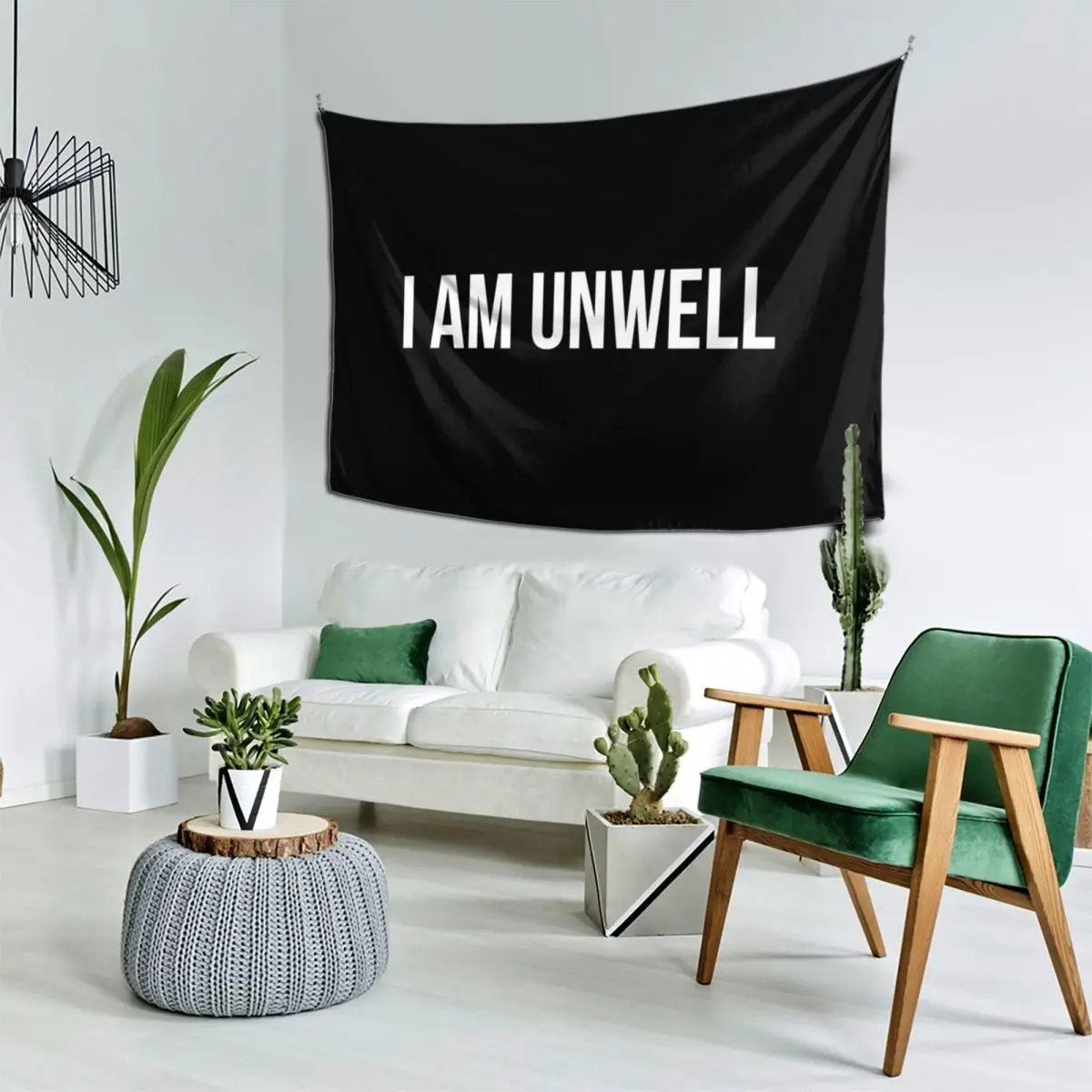Гобелен I AM UNWELL для комнаты эстетический декоративный настенный милый гобелен