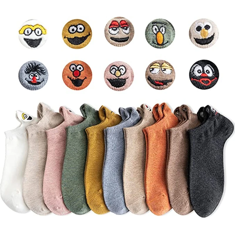 

Мужские носки до щиколотки, Короткие хлопковые носки унисекс, новинка, пятка, мотивы с вышивкой, Разноцветные носки до щиколотки