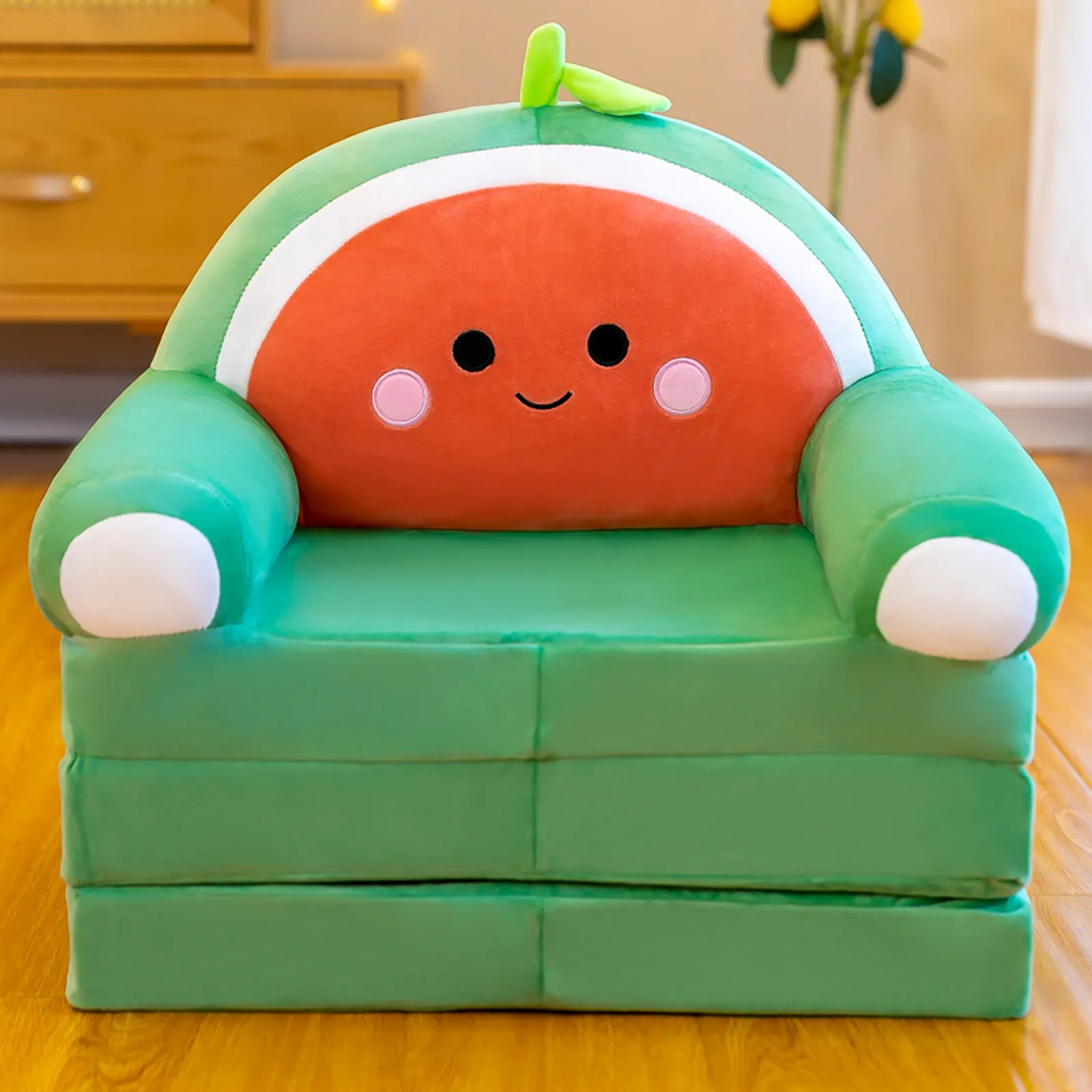 

Plush Foldable Kids Sofa Backrest Armchair 2 In 1 Children Sofa Cute Cartoon Lazy Sofa Flip Open Sofa Bed Without Liner Filler