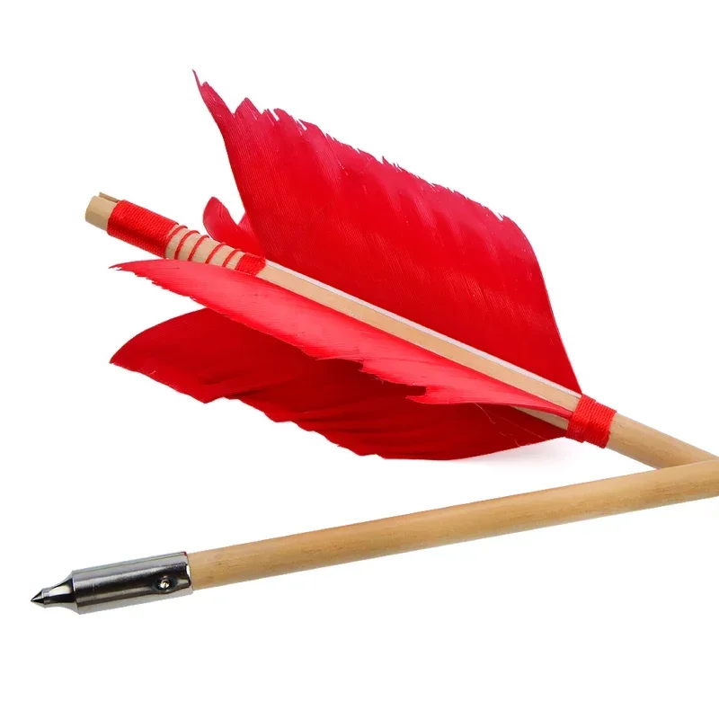 6/12 шт. 32 дюйма деревянная стрела для стрельбы из лука перья индейки длина вала