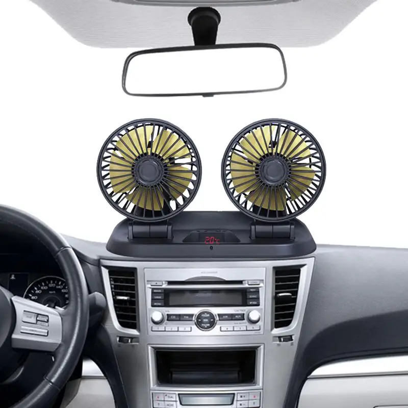 

Электрический автомобильный вентилятор с двойной головкой, вращающийся на 360 градусов, автоматический охлаждающий вентилятор, 3-скоростной портативный Электрический автомобильный вентилятор с разъемом в легкую, с низким уровнем шума