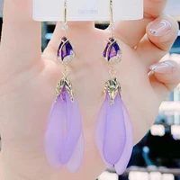 fashion simple tulip earrings women purple petals tassel slim high end earrings wedding holiday gifts luxury jewelry accessories