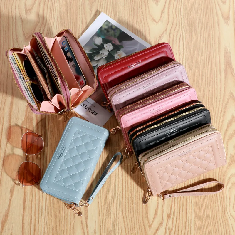 New Long Women's Wallet Female Purses Tassel Coin Purses Card Holder Wallets Double Zipper Leather Clutch Luxury Money Phone Bag