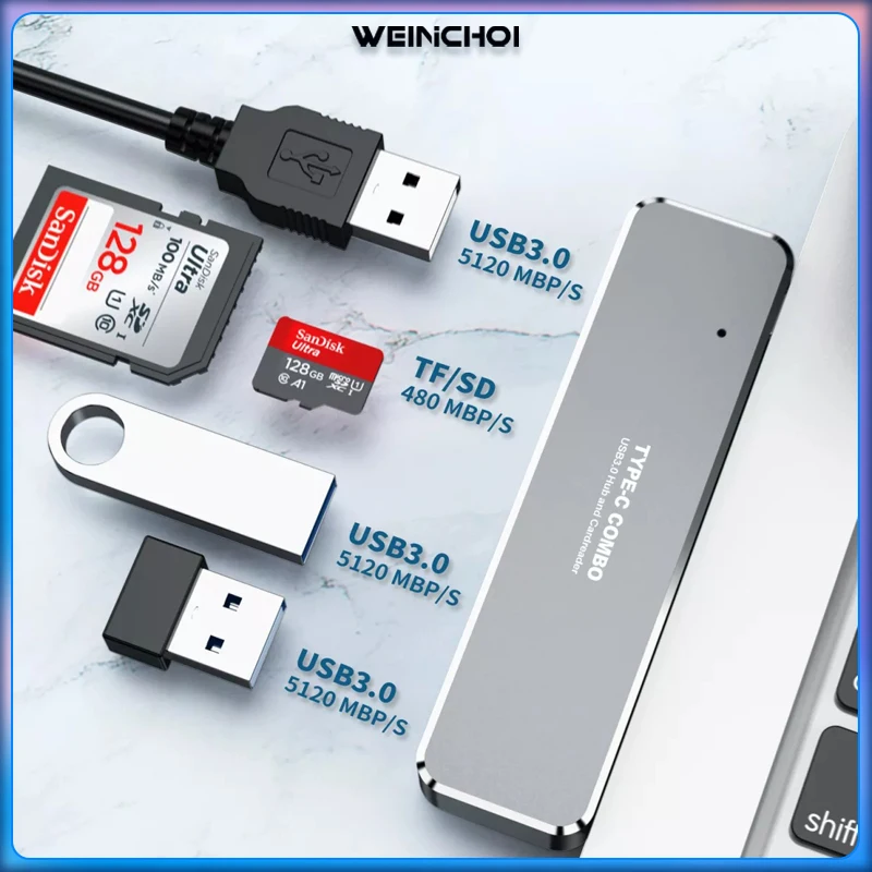 USB Hub 3,0 Typ C 3,1 4 Port Multi Splitter Adapter OTG Für Lenovo Xiaomi Macbook Pro 13 15 Air pro PC Computer Zubehör