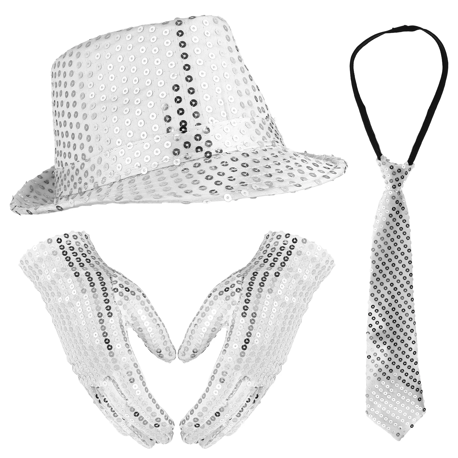 

1 Set Jazz Dance Hat Stage Performance Jazz Necktie Decorative Sequins Hat Party Supplies