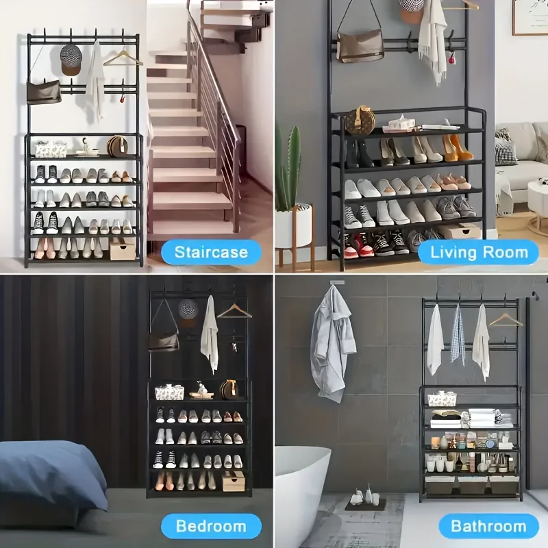 5-слойная вешалка для одежды - многофункциональная металлическая хранения с 8